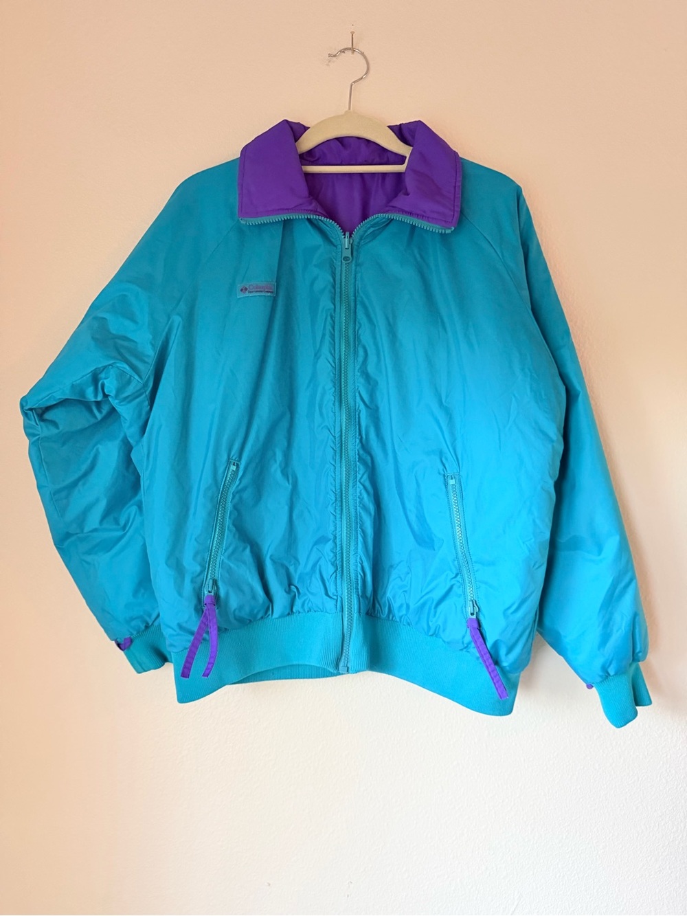 Vintage Teal & Purple Women's Jacket, Size Large